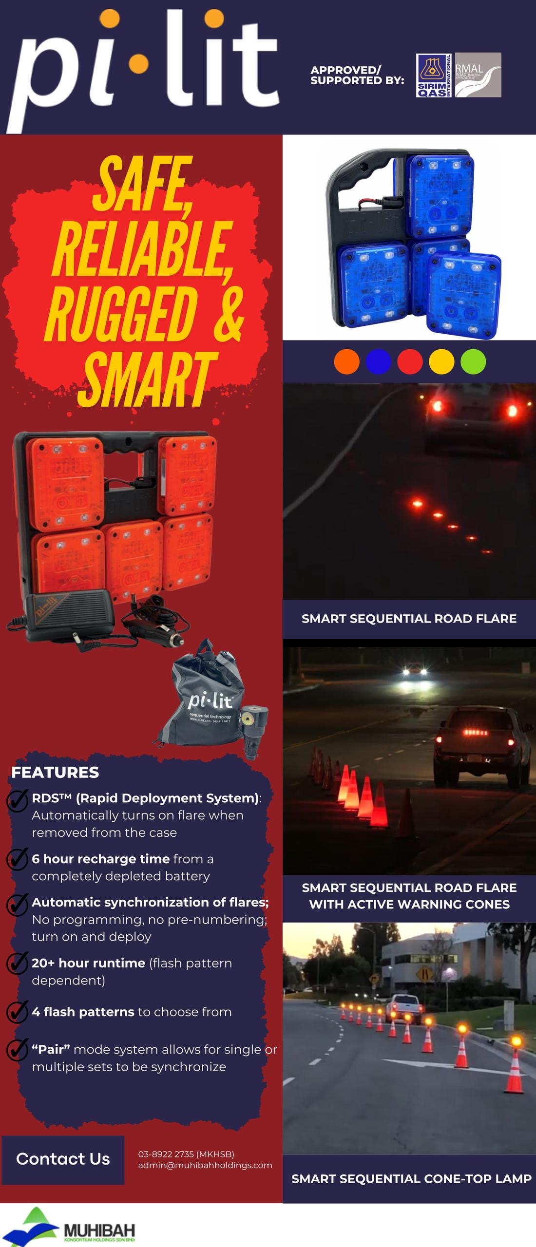 Pi-Lit smart sequential flare SIRIM-QAS approved Malaysia marketing flyer