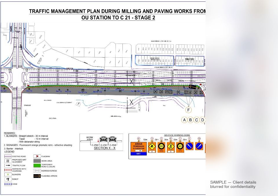 Sample TMP design — milling and paving works between two MRT stations stage 2