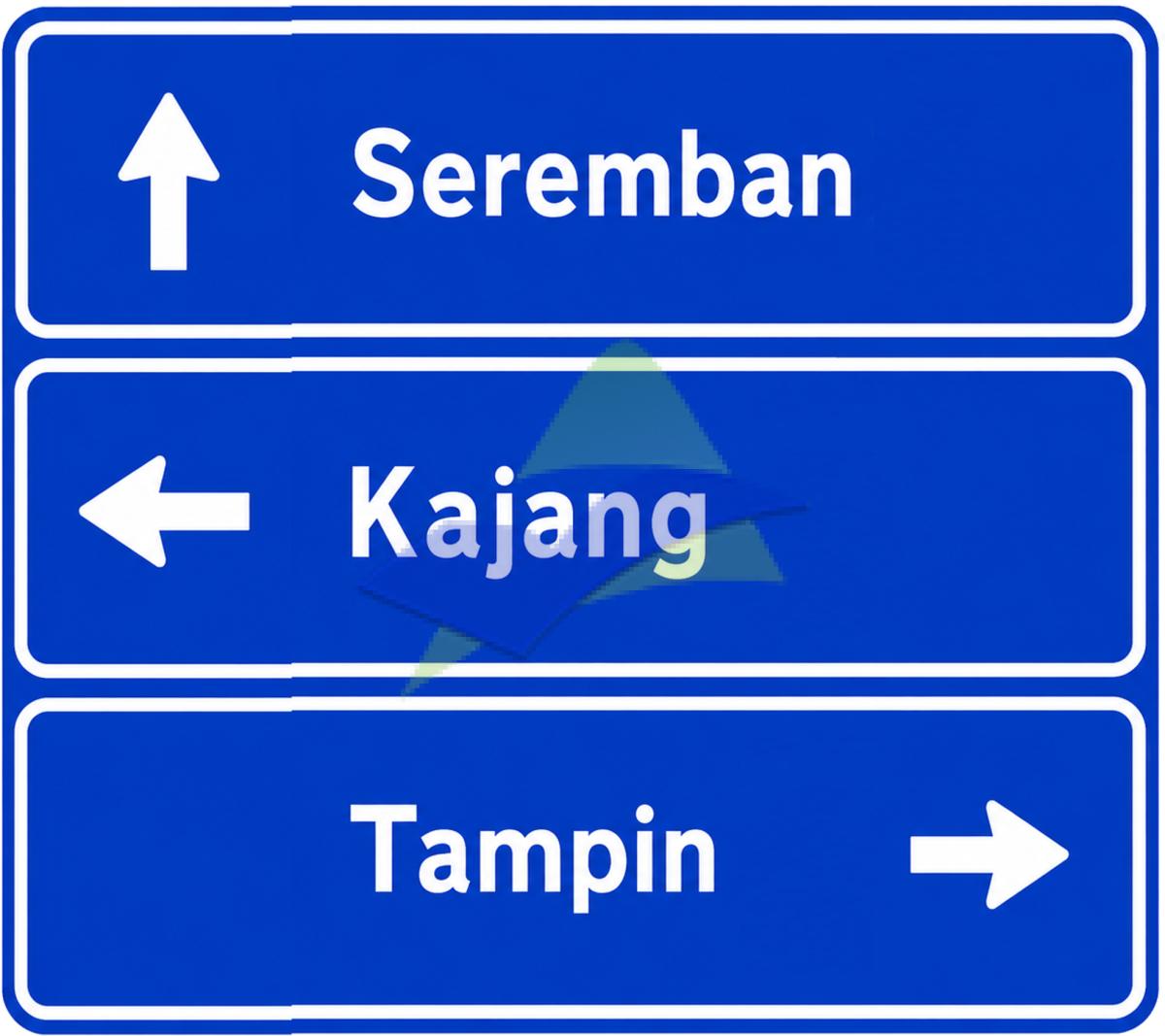Approach To Junction Of Roads Leading To Main Centre — Signage (JKR Standard) supplied by Muhibah, Malaysia