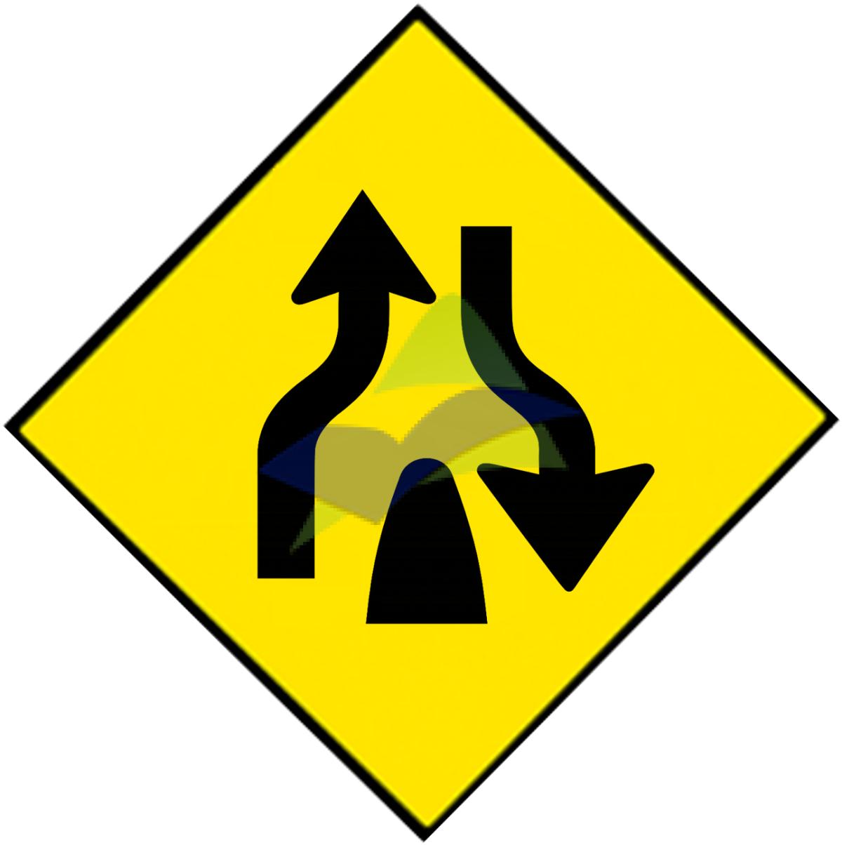Divided Highway (Road) Ends — Signage (JKR Standard) supplied by Muhibah, Malaysia