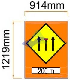 Part Of Lane Closed To Traffic (Middle Lane) — Signage (Ream Standard) supplied by Muhibah, Malaysia
