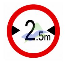 No Entry For Vehicle Exceeding Specified Width — Signage (JKR Standard) supplied by Muhibah, Malaysia