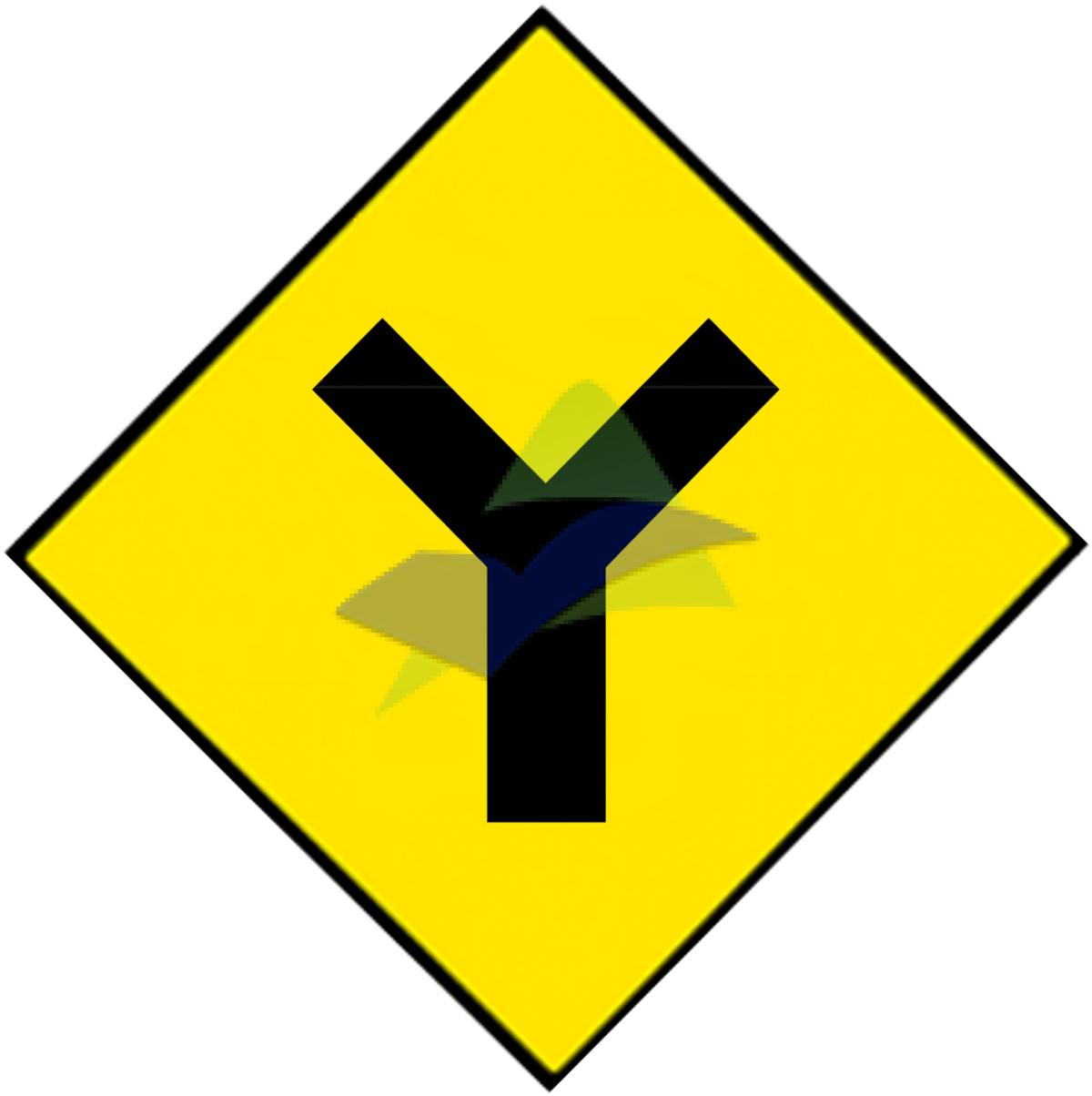 Road Junction On The Left & Right — Signage (JKR Standard) supplied by Muhibah, Malaysia