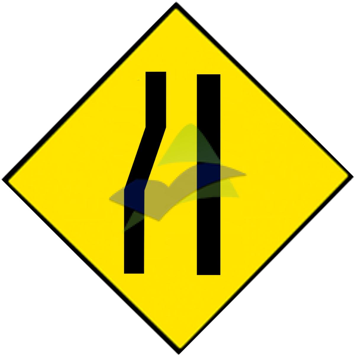 Road Narrows Left — Signage (JKR Standard) supplied by Muhibah, Malaysia