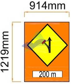 Part Of Lane Closed To Traffic (Road Closure On The Left) — Signage (Ream Standard) supplied by Muhibah, Malaysia