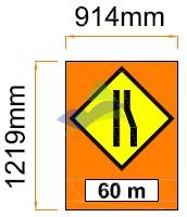 Road Narrow Right — Signage (Ream Standard) supplied by Muhibah, Malaysia